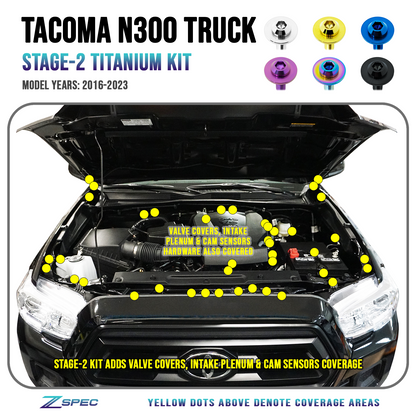 ZSPEC Stage-2 Dress Up Bolts® Fastener Kit for '16-23 Toyota Tacoma N300, Titanium - ZSD-765797-ZSD-765803-ZSD-765810-ZSD-765827-ZSD-765834-  DRIVEN - 1