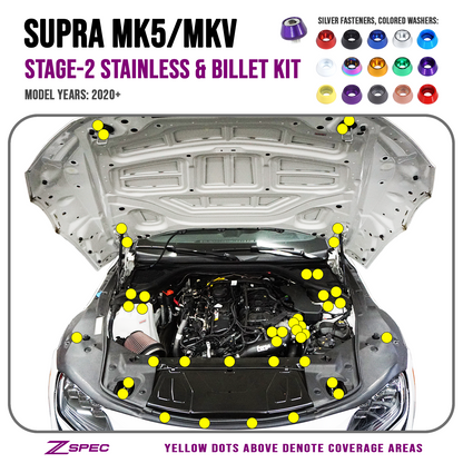 ZSPEC Stage-2 Fastener Kit for '20+ Toyota Supra MKV GR A90, Stainless & Billet - ZSD-378362-ZSD-378379-ZSD-378386-ZSD-378393-ZSD-378409-  DRIVEN - 1