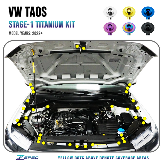 ZSPEC Stage-1 Dress Up Bolts® Fastener Kit for '22+ VW Taos, Grade-5 Titanium - ZSD-007798-ZSD-007804-ZSD-007811-ZSD-007828-ZSD-007835-  DRIVEN - 1