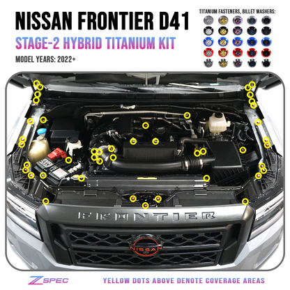 ZSPEC Stage-2 Engine Bay Fastener Kit for 22+ Nissan Frontier D41, Titanium - ZSD-002229-ZSD-002236-ZSD-002243-ZSD-002250-ZSD-002267-  DRIVEN - 1