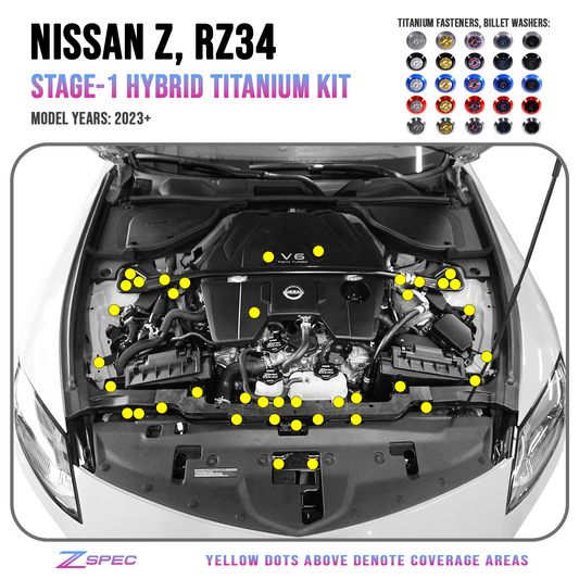 ZSPEC Stage-1 Dress Up Bolts® Hardware Kit for Nissan Z RZ34, Titanium & Billet - ZSD-389825-ZSD-389832-ZSD-389849-ZSD-389856-ZSD-389863-  DRIVEN - 1
