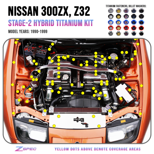 ZSPEC Stage-2 Dress Up Bolts® Kit for Nissan 300zx Z32, Titanium & Billet - ZSD-194344-ZSD-194351-ZSD-194368-ZSD-194375-ZSD-194382-  DRIVEN - 1
