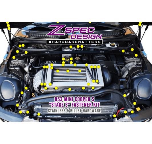 ZSPEC Stage-3 Dress Up Bolts® Fastener Kit for '01-06 R53 Mini Cooper & S, Stainless & Billet - ZSD-757013-ZSD-757020-ZSD-757037-ZSD-757044-ZSD-757051-  DRIVEN - 1