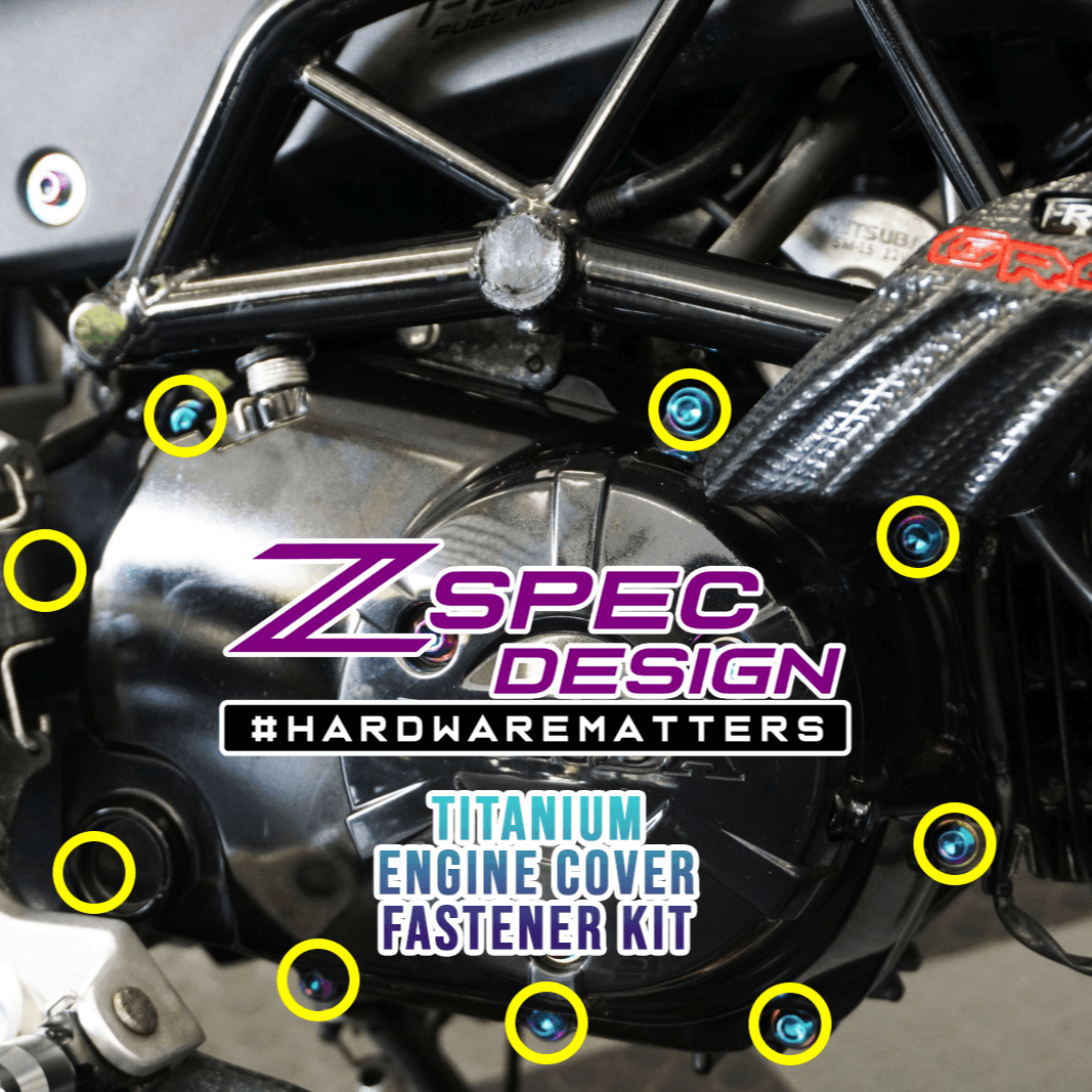 ZSPEC "Right-Side Engine Cover" Fastener Kit for the Honda Grom, Grade-5 Titanium - ZSD-187742-ZSD-187759-ZSD-187766-ZSD-187773-ZSD-187780-  DRIVEN - 3
