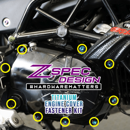 ZSPEC "Right-Side Engine Cover" Fastener Kit for the Honda Grom, Grade-5 Titanium - ZSD-187742-ZSD-187759-ZSD-187766-ZSD-187773-ZSD-187780-  DRIVEN - 3