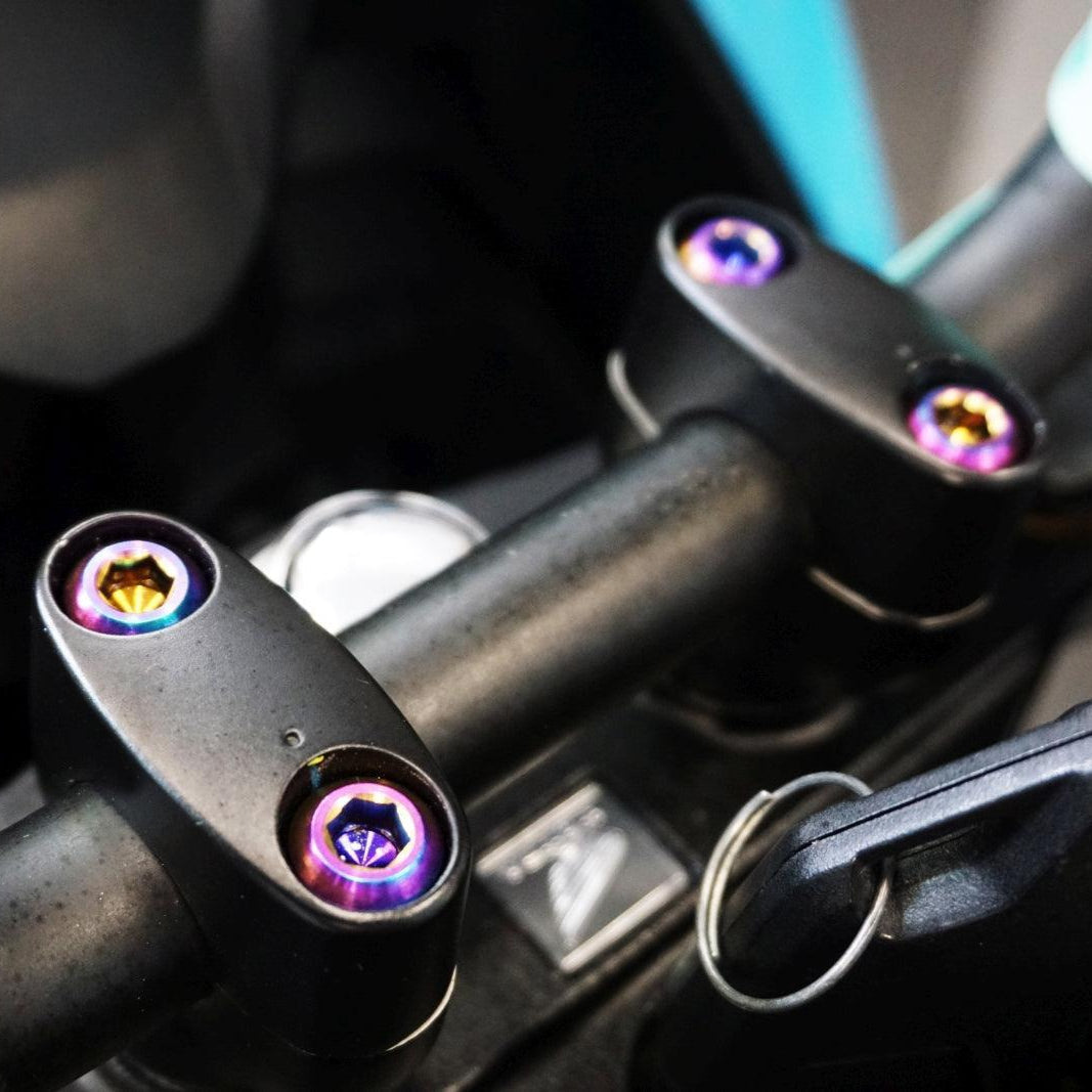 ZSPEC "Handle Bar Clamps" Fastener Kit for the Honda Grom, Grade-5 Titanium - ZSD-187445-ZSD-187452-ZSD-187469-ZSD-187476-ZSD-187483-  DRIVEN - 1