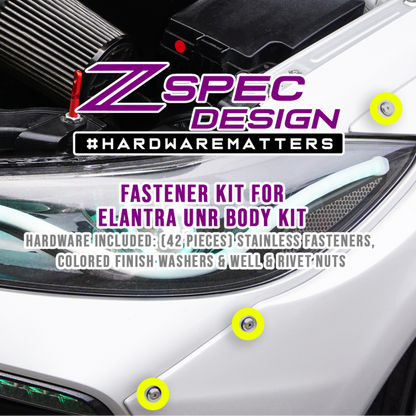 ZSPEC Body Kit Fastener Kit for the Hyundai Elantra UNR "Bolt-On" Body Kit, Stainless & Billet - ZSD-583834-ZSD-583841-ZSD-583858-ZSD-583865-ZSD-583872-  DRIVEN - 3