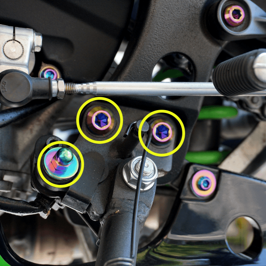 ZSPEC Titanium Fasteners for the Kawasaki Ninja 636 ZX6R Kick-Stand - ZSD-383274-ZSD-383281-ZSD-383298-ZSD-383304-ZSD-383311-  DRIVEN - 3