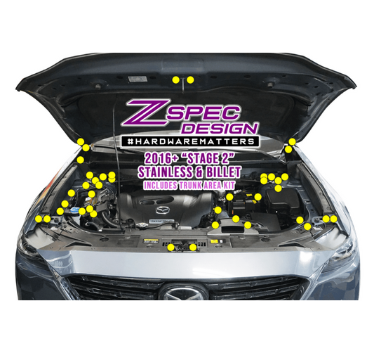 ZSPEC Stage-2 Dress Up Bolts® Fastener Kit for '16-23 Mazda CX-9, Stainless & Billet - ZSD-575105-ZSD-575112-ZSD-575129-ZSD-575136-ZSD-575143-  DRIVEN - 1