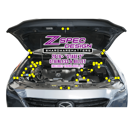 ZSPEC Stage-2 Dress Up Bolts® Fastener Kit for '17-23 Mazda CX-5, Stainless & Billet - ZSD-575259-ZSD-575266-ZSD-575273-ZSD-575280-ZSD-575297-  DRIVEN - 1