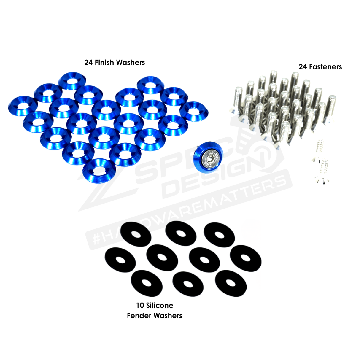 ZSPEC Fenders/Top-of-Bumper/Headlights Fasteners for 07-13 Mitsubishi Lancer EVO X 10, Stainless & Billet - ZSD-379567-  DRIVEN - 3