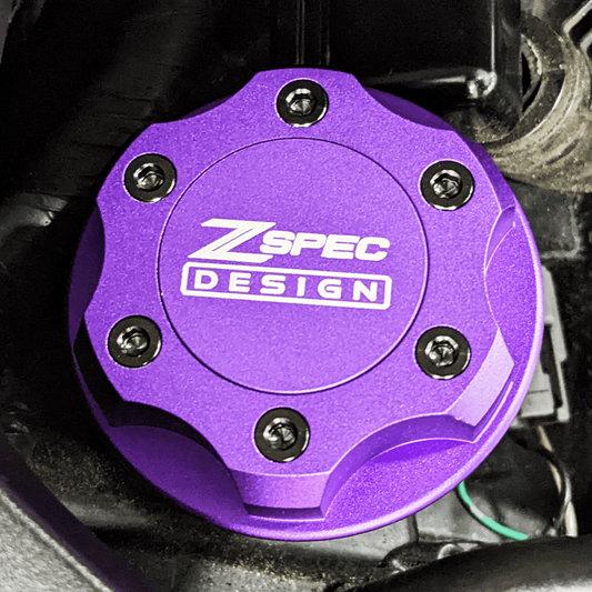 ZSPEC Billet Oil Filler Cap for Nissan/Infiniti/Datsun, Purple Cap w/ Titanium Accents - ZSD-386961-ZSD-386978-ZSD-386985-ZSD-386992-ZSD-387005-  DRIVEN - 1