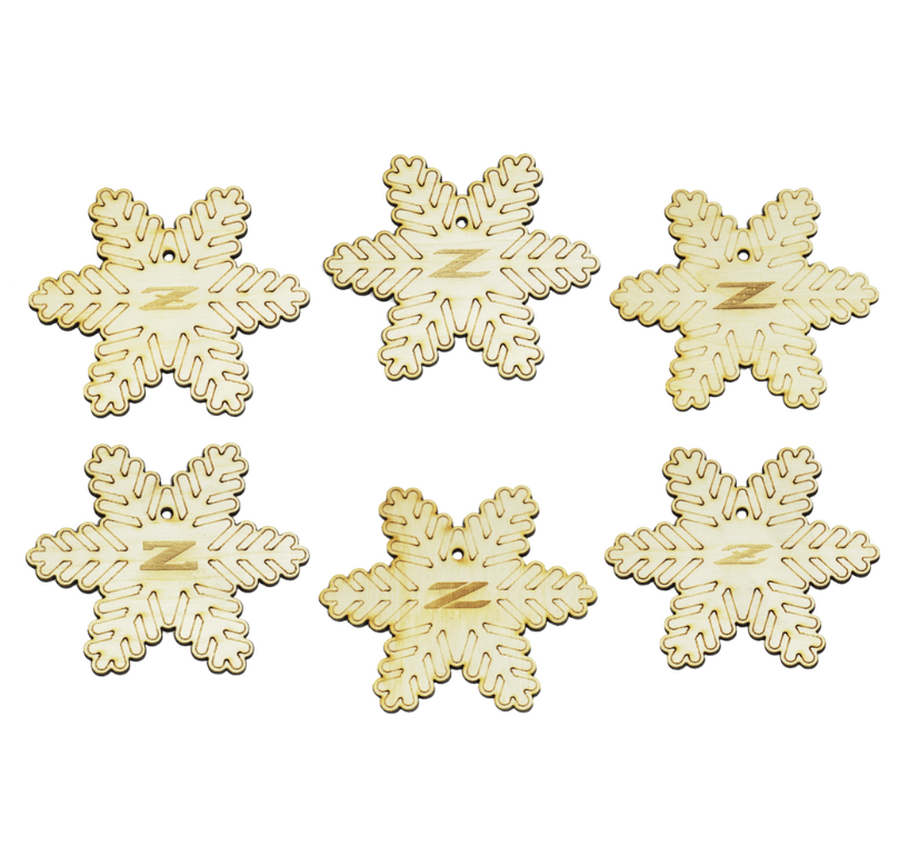 ZSPEC Laser-Engraved Wood Ornaments, Set of Six Nissan Z-Snowflakes, 3.75" - ZSD-006227-  DRIVEN - 1