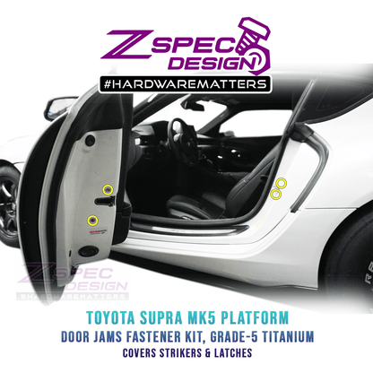 ZSPEC Dress Up Bolts® Fastener Kit, Door Jams Area for Toyota Supra MK5, Titanium - ZSD-201172-ZSD-201189-ZSD-201196-ZSD-201202-ZSD-201219-  DRIVEN - 1