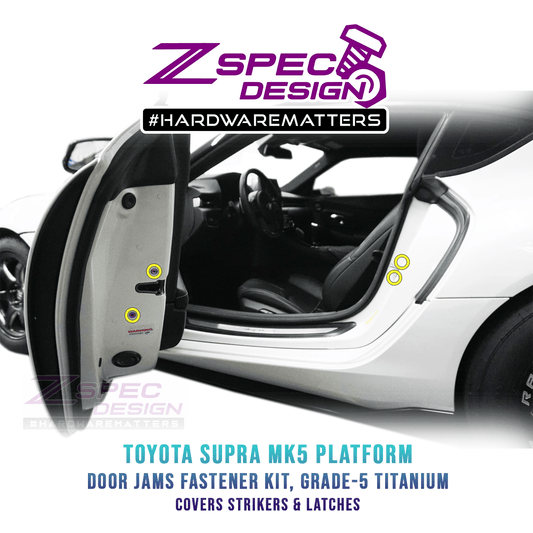 ZSPEC Dress Up Bolts® Fastener Kit, Door Jams Area for Toyota Supra MK5, Titanium - ZSD-201172-ZSD-201189-ZSD-201196-ZSD-201202-ZSD-201219-  DRIVEN - 1