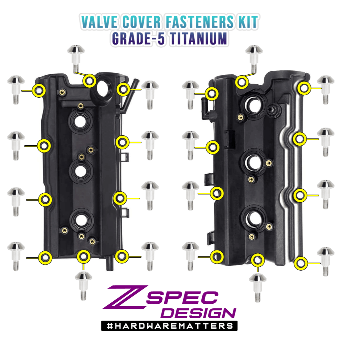 ZSPEC Titanium Valve Cover Bolts for Nissan 350z/G35, VQ35DE / VQ35HR - ZSD-575518-ZSD-202247-ZSD-202254-ZSD-575525-ZSD-575501-  DRIVEN - 1