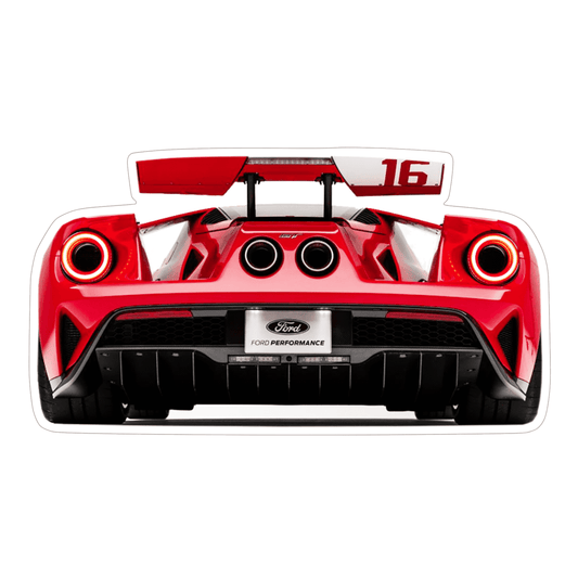 Ford GT Super-Car Rear-View Vinyl Decal / Sticker, Red - ZSD-010309-  DRIVEN - 1