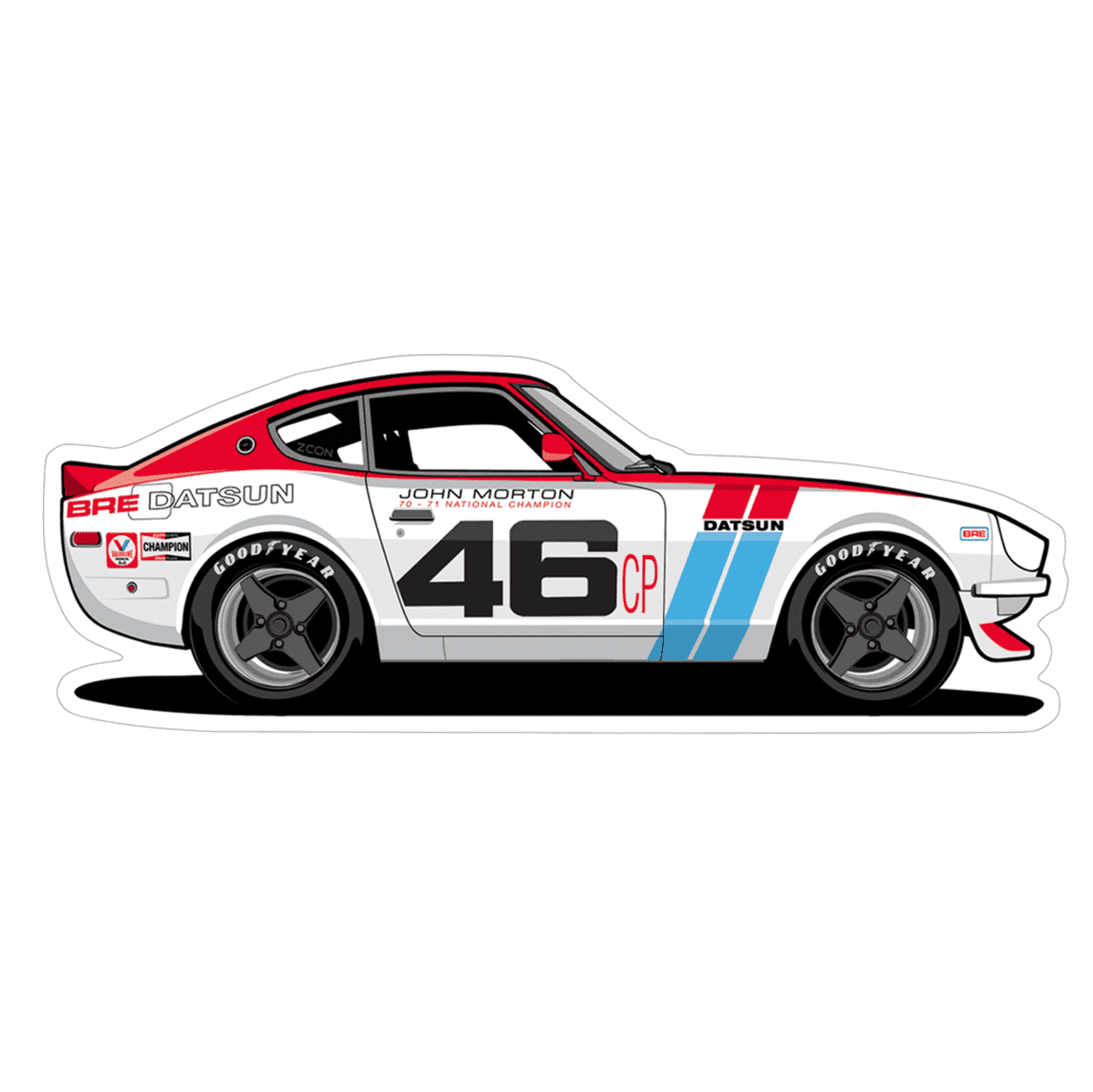 Datsun Sports Car Vinyl Decal / Sticker, #46 Race Car Style - ZSD-009488-  DRIVEN - 1