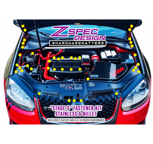 ZSPEC Stage-3 Dress Up Bolts® Fastener Kit for '05-10 VW Golf MK5, Stainless & Billet - ZSD-372988-ZSD-372995-ZSD-373008-ZSD-373015-ZSD-373022-  DRIVEN - 1